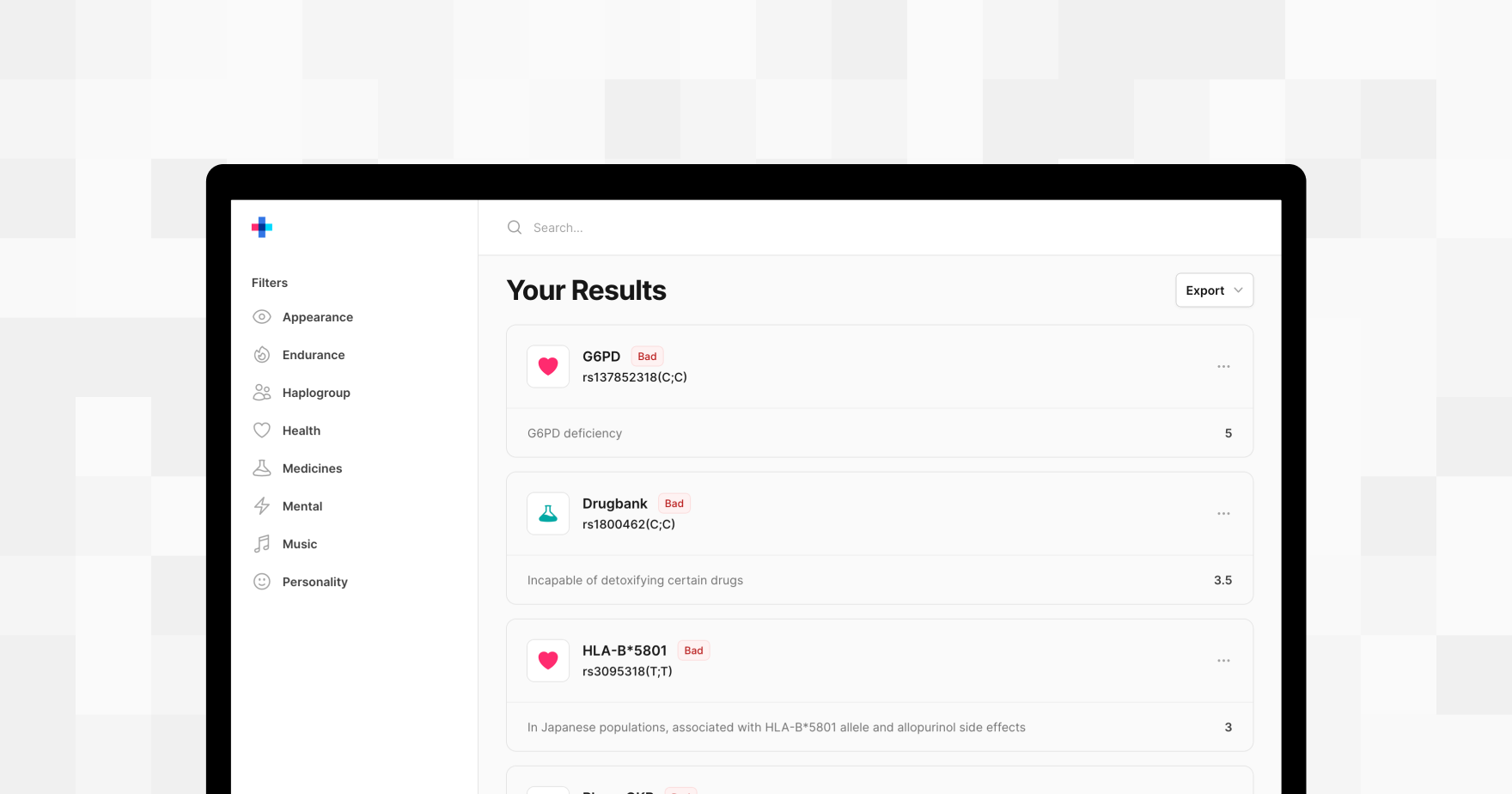 Codex interface displaying genetic analysis